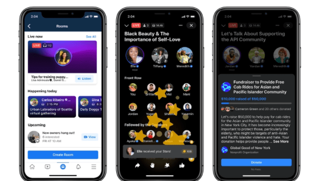 Facebook live audio rooms